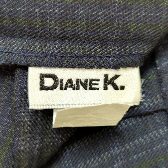 Diane K. 80's Vintage Preppy Plaid High Waisted A-Line Mini Skirt Navy Green 5 - Picture 10 of 14